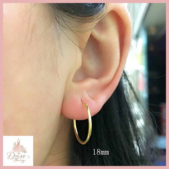 Sterling Silver 925 Thin Hoop Earrings 14mm 16mm 18mm 20mm Huggie - Picture 3 of 6